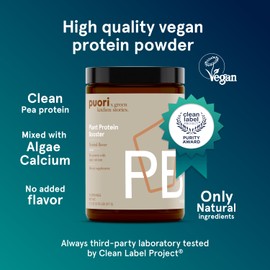 Puori Puori Vegan Plant Protein Enhancer Powder - 25 Servings - Neutral Flavor Pea Protein with Algae Calcium for Essential Amino Acids - Dairy-Free, Vegetarian, Non GMO