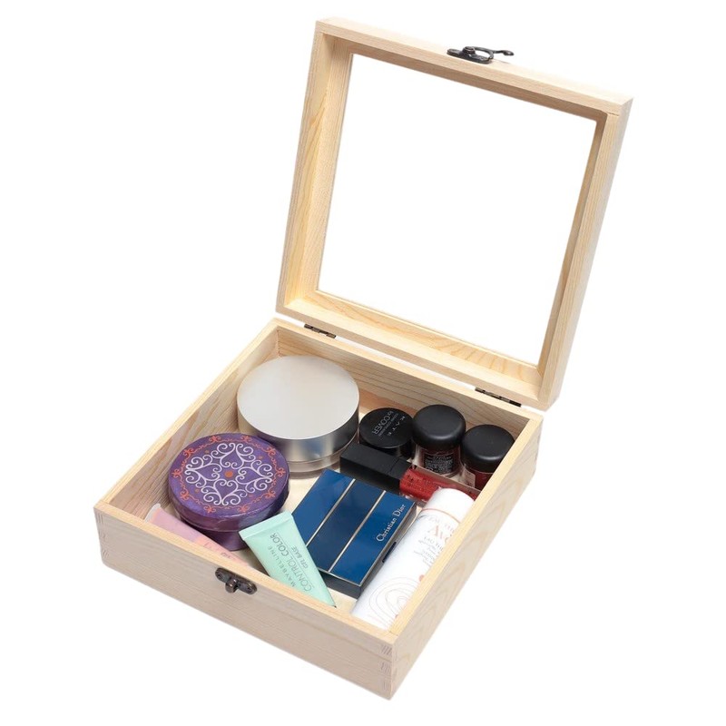 Natural Wood Simple Wooden Box, 7.9 x 3.1 inches (20