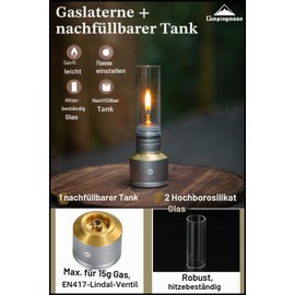 Campingmoon T-1D15 Camping Gas Lantern with Empty Tank Wooden Lantern Case