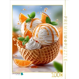 CALVENDO Puzzle Deliciously Wrapped in a Waffle - Vanilla ice Cream with Oranges and Orange Syrup | Size