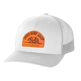 JOES SURF SHOP Surfing Bear Mesh Back Trucker Hat, Moisture-Wicking 100% Polyester Surf Hat, Ideal Surf Hats for Men, Stylish Trucker Hats for Men and Women-White