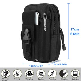 DOETYD Tactical Pouch Waist Bag Fanny Pack Belt Pouch Belt Bag Men Bumbag with Adjustable Belt and Pockets for Travel Hiking Walking Outdoor Cycling (Black)