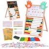 Wooden Abacus for Kids Math - Double-Sided Black/Whiteboard for Toddlers