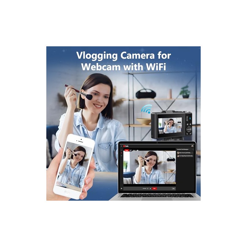 Bewinner Retro 64MP Digital Camera, Vintage 4K UHD Vlogging Camera