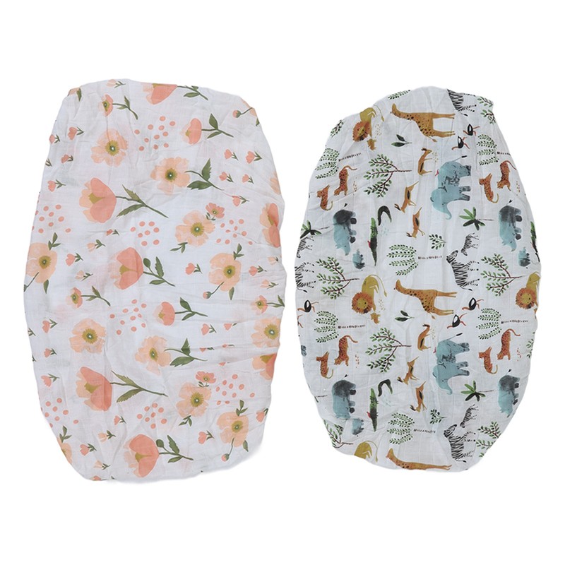 2pcs Baby Diaper Changing Covers Printing Cotton Yarn Removable Infant