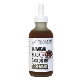STAR CARE Extra Strength 100% Virgin Jamaican Black Castor Oil for Hair & Skin (4oz/120ml) Sun-Brewed Slow-Cooked with Biotin, Niacin & Rosemary