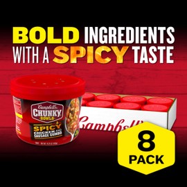 Campbell's Chunky Soup, Spicy Chicken & Sausage Gumbo Soup, 15.25 oz Microwavable Bowl (Case of 8)