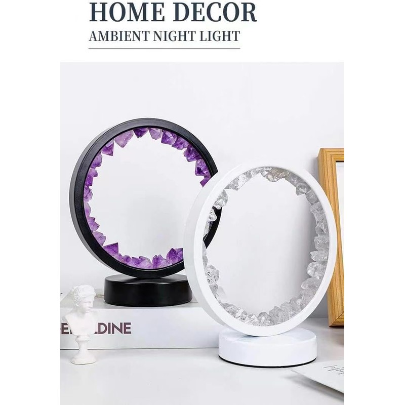 Lsunny Natural Crystal Lamp, Three Light Modes, Adjustable Brightness, USB