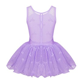 Agoky Kids Girls Sleeveless Camisole Ballet Dance Dress Leotard Ballerina Tutu Skirt Dance Wear Costumes Lavender Lace Back 8-10