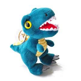 Llavero con diseño de dinosaurio de peluche con diseño de tiranosaurio, color azul