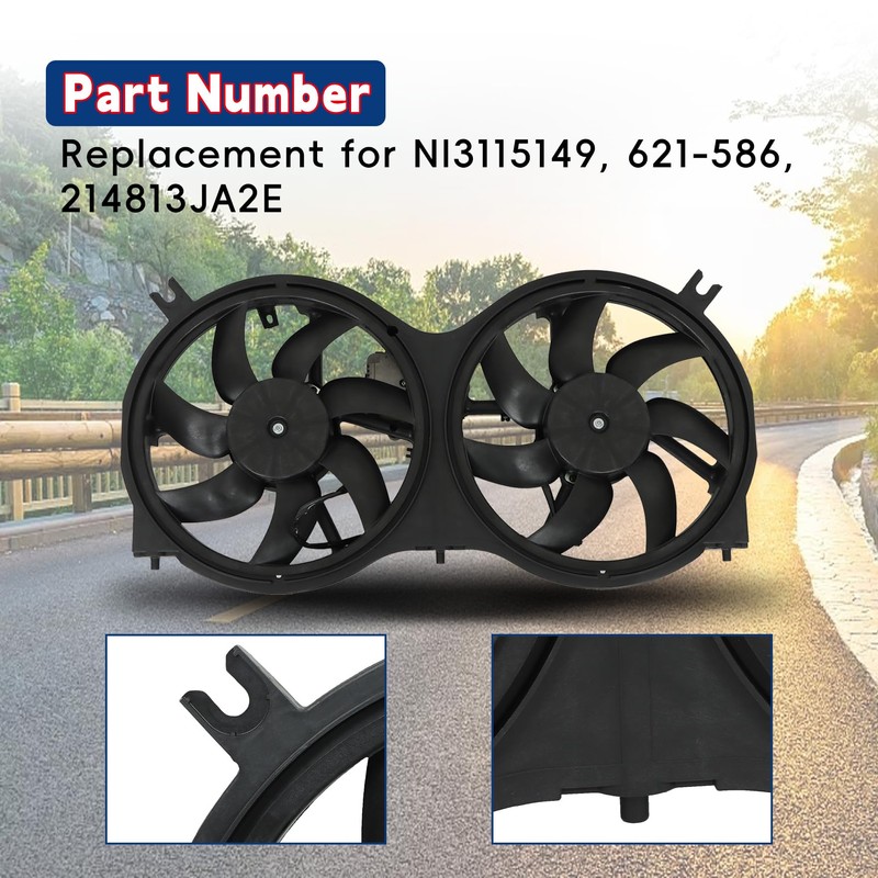Dual Radiator Fan with Control Module Replacement for Pathfinder 2013-2017