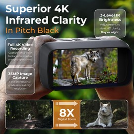 Summit Horizon 4k Night Vision Goggles for Adults - Hunting Night Vision Binoculars with Camera, Tripod, 32GB SD Card, Compass - 8X Zoom Infrared Goggles Digital Binoculars, Nightvision for Camp