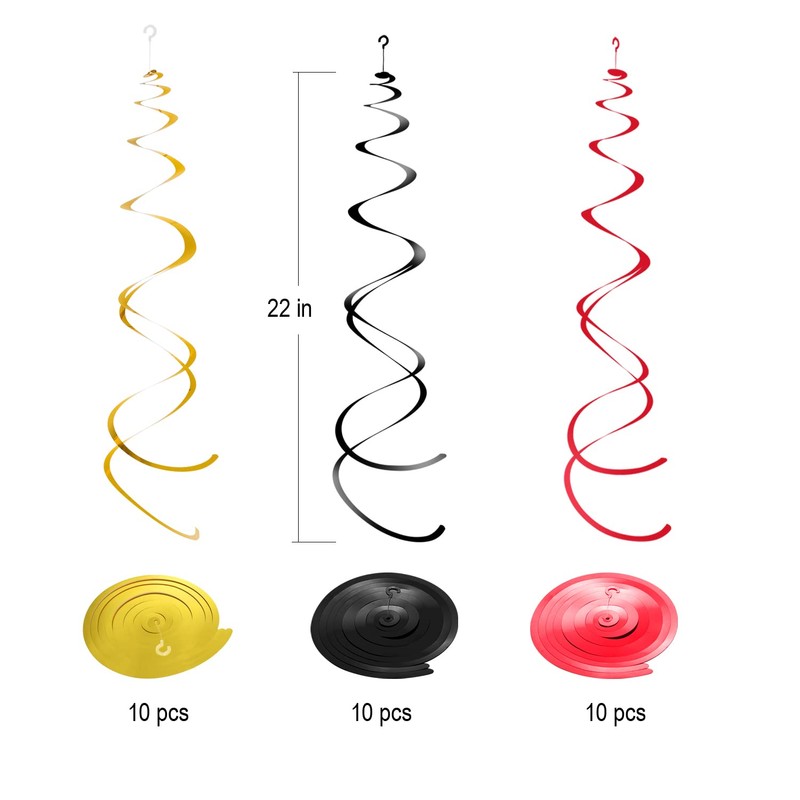 WEVEN Hanging Swirls Party Streamer Spiral Decorations for Ceiling (30pcs,