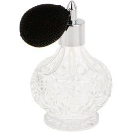 Topxome 100ml Clear Crystal Vintage Style Perfume Bottle Long/Short Spray Tassels Atomizer Pump Refillable Glass Bottles Lady Makeup Tool (Short Black)