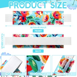 Crtiin 4 Pieces Adjustable Elastic Band Pen Holder, Pencil Holder, Pen Sleeve Pouch for Hardcover Journals, Notebooks for Back to School Gift, PU Leather 8 x 1.5 Inch(Blossom)