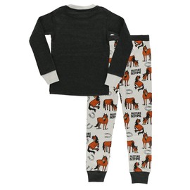 Lazy One Warm Long-Sleeved Kids' Pajamas for Girls and Boys, Funny Kids' Pajama Sets, Cozy, Comfy, Horse, Past Your Bedtime (Pasture Bedtime Grey, 8)