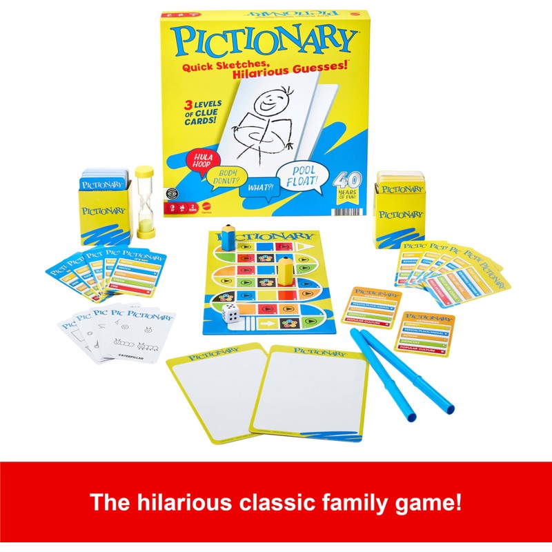 Mattel Games Pictionary Board Game, Drawing Game for Kids, Adults
