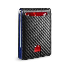 [Thin RFID Wallet] Ultra-Thin Men's Wallet - Carbon Fiber Inspired, RFID-Blocking, Minimalist Design - Perfect for Daily Use - Color: blue