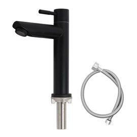 SEMANEY Cold Water Tap Black for Guest Toilet, Bathroom Only Cold Water, Single Lever Mixer Tap Cold Water Fittings Made of 304 Stainless Steel