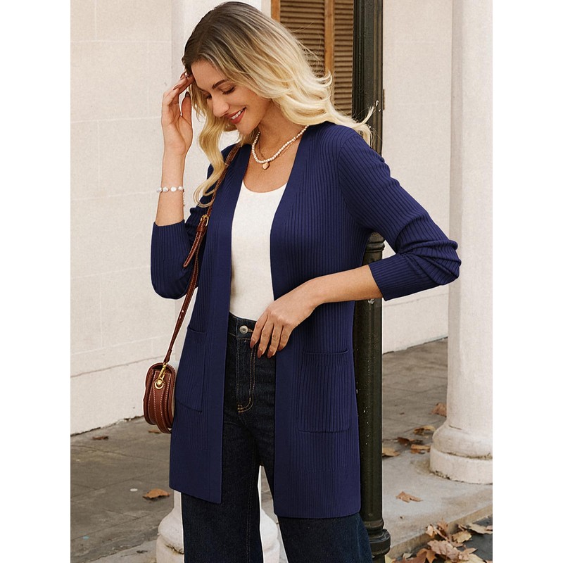 GRACE KARIN Essential Solid Open Front Long Cardigan Knitted Sweaters