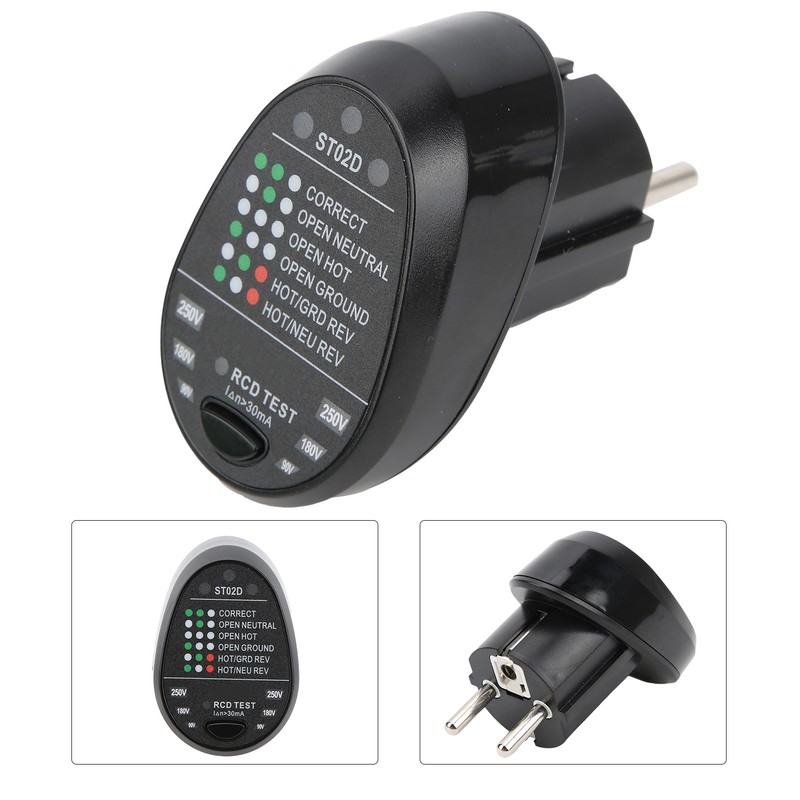 ST02D Electric Socket Tester Circuit Polarity Detector Mains Fault Checker