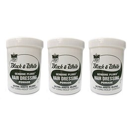 3 x Black and White Genuine Pluko Hair Dressing POMADE 200 ml (Total - 600 ml)