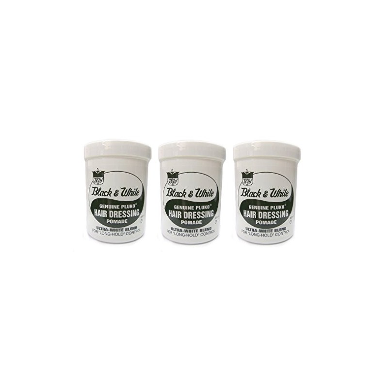 3 x Black and White Genuine Pluko Hair Dressing POMADE