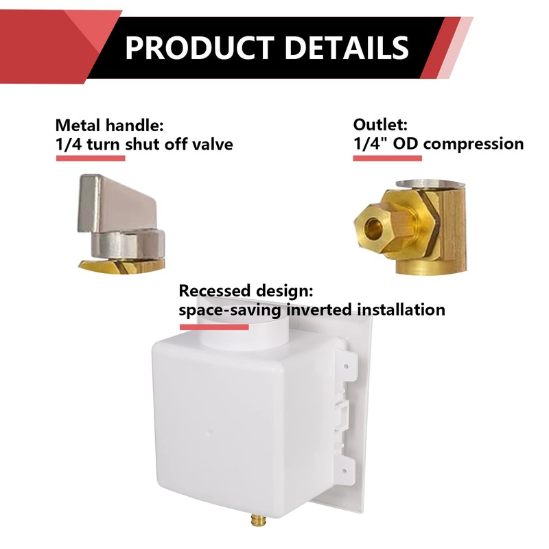 EFIELD Universal Ice Maker Box,1/2-Inch Pex-A Expansion Inlet Connection with