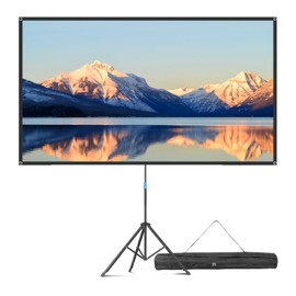 Projector Screen with Stand, 80 Inch Portable Projector Screen Outdoor Indoor, 1.2 Gain Fiberglass Projection Screen, 16:9 Outdoor Movie PVC Screen with Carrying Bag for Movie Night(White Screen)