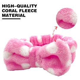 JIRFZUY Spa Headband (3-Piece Set) – Butterfly Knot Hair Band Women's Facial Makeup Headband Soft Coral Fleece Band For Shower, Face Washing, Beauty, Yoga Kitchen Suitable For Girls, Women And Men (D-DOT)