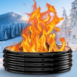 36 Inch Fire Pit Ring for Outside, Heavy Duty High Heat Resistant Outdoor Wood Burning Firepit & Fireplace,12" Tall,Portable Galvanized Steel Fire Pits Bowl for Backyard Bonfire,Patio,Camping,Round