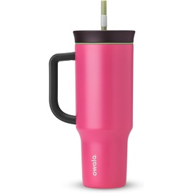 Owala Owala Stainless Steel Triple Layer Insulated Travel Tumbler with Spill Resistant Lid, Straw, and Carry Handle, BPA Free, 40 oz, Pink (Watermelon Breeze)