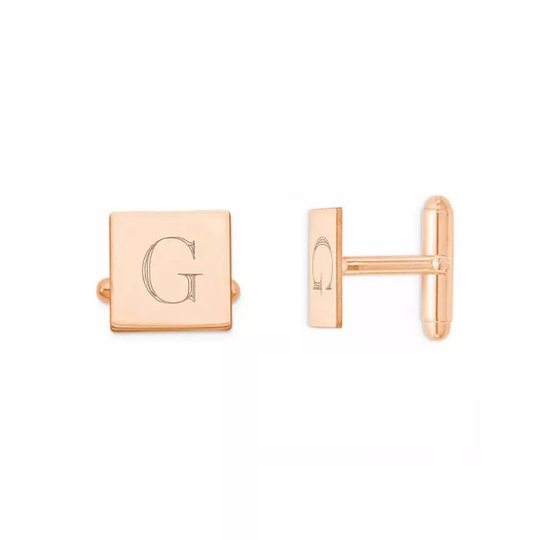 Unbranded Personalized Initial Groom Wedding Cufflinks in Rose Gold Plated