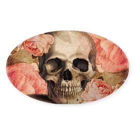 CafePress Vintage Rosa Skull Collage Sticker Oval Car Bumper Sticker