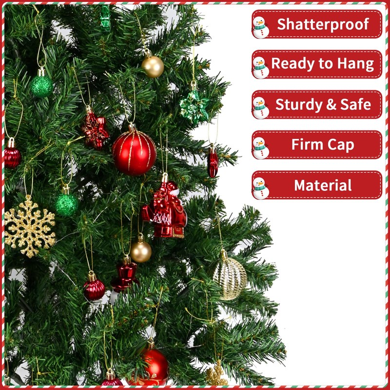 70 Pcs Christmas Ball Ornaments Set，Shatterproof Gold Ornaments for Xmas