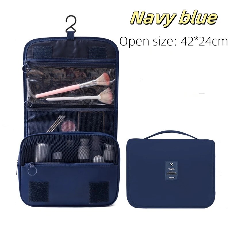 Hanging Toiletry Bag for Travel – Foldable Polyester Organizer with