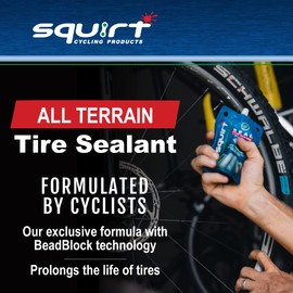 Squirt Bike Tire Sealant w/BeadBlock Technology (4 Oz Pouch, 2 Pack) – Tube/Tubeless Tyre Leak Sealant, Sealing Solution for 6mm Punctures, Ready-to-Use Tire Sealer – Planet-Friendly Bike Tools