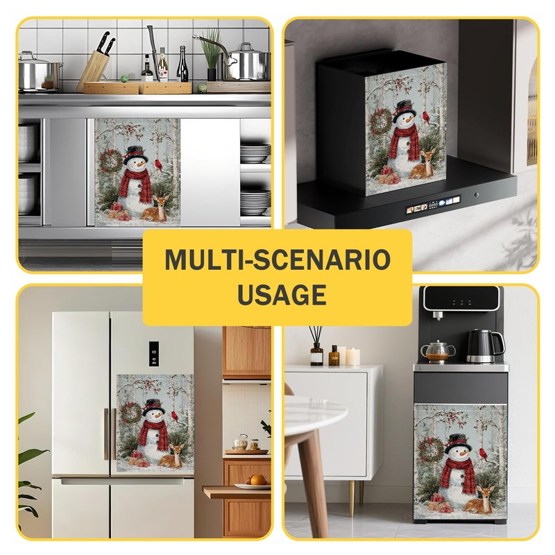 Snowman Dishwasher Magnet Cover,Winter Scene Kitchen Decor Waterproof Refrigerator Magnet