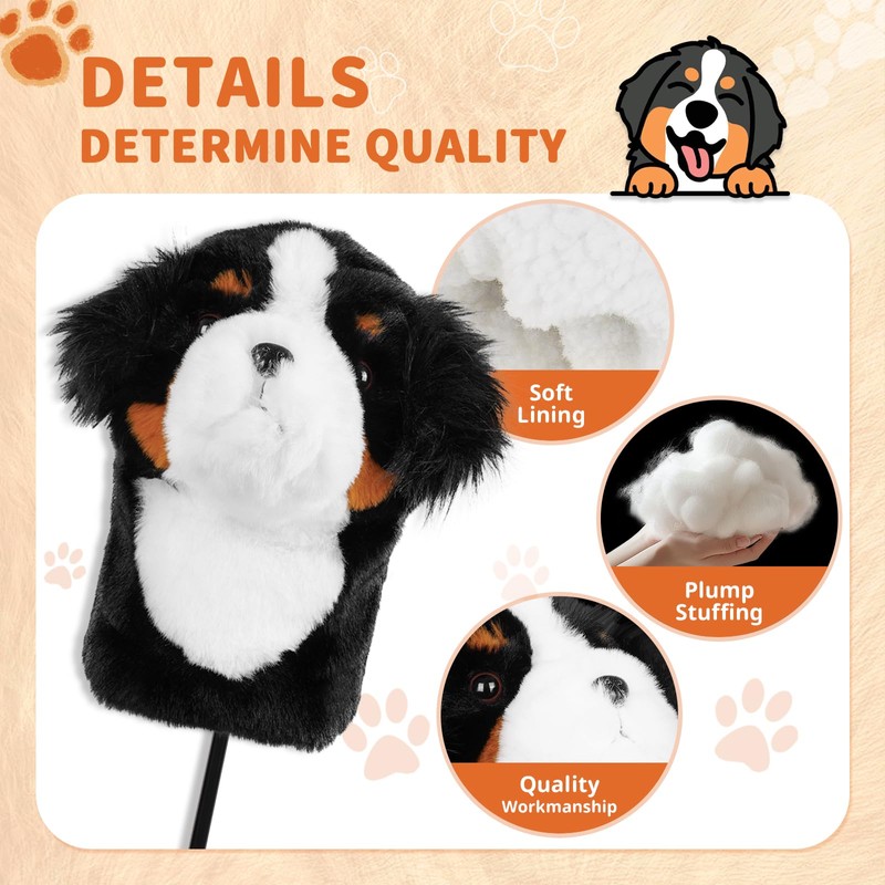 Craftsman Golf Bernese Mountain Dog Plush Animal Soft Driver Wood