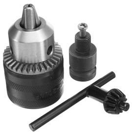 Mesee 1.5-13mm Capacity 1/2-20UNF Mount Drill Chuck with Chuck Key and 1/2 Inch Square Female Adapter for Air Impact Wrench Converter Conversion Tool