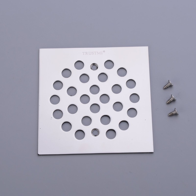 TRUSTMI Square 4-1/4 inch Screw-in Shower Floor Drain Grate Strainer,Polished