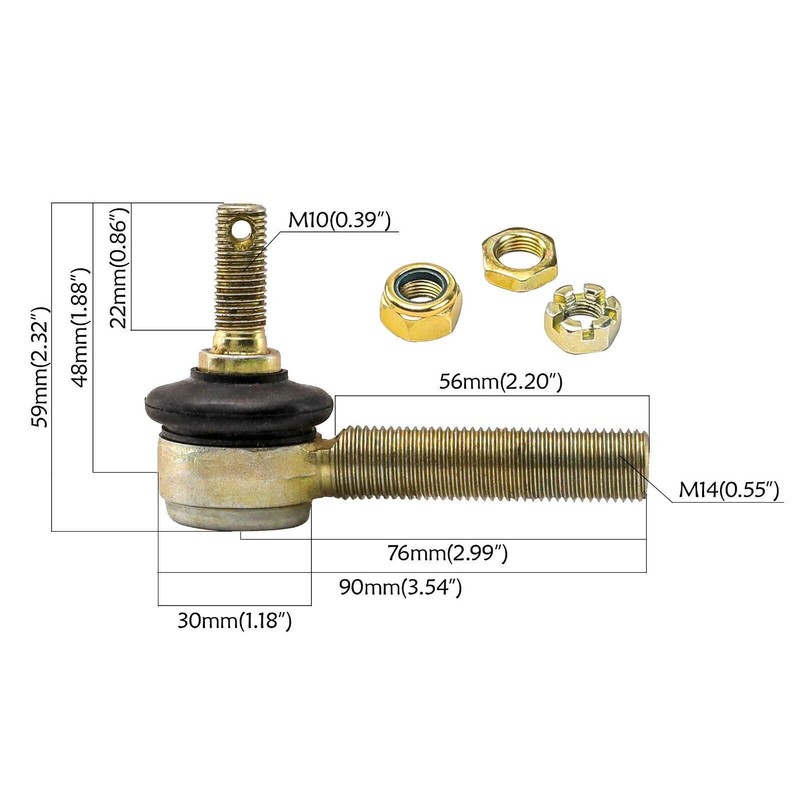 2Pcs M10 M14 Tie Rod Ball Joint Steel Alloy for