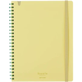 Kokuyo Sooofa Soft Ring Notebook, A5 Modified, 0.2 inch (4 mm) Square Ruled, Cutoff, 80 Sheets, Yellow (SV738S4-Y), Set of 3