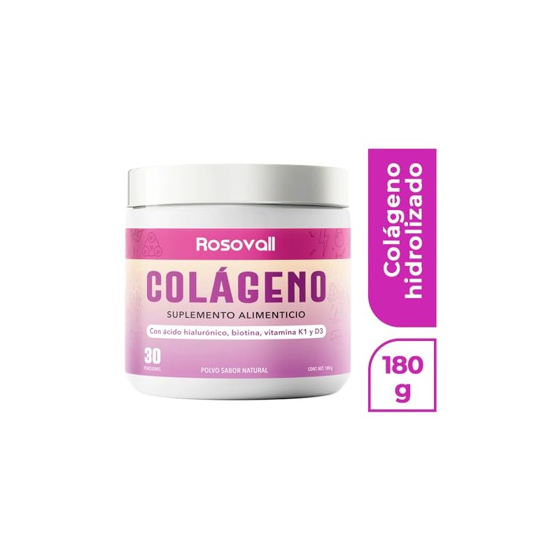 Colágeno con Ácido Hialurónico, Biotina, Vitamina K1 y D3, Envase