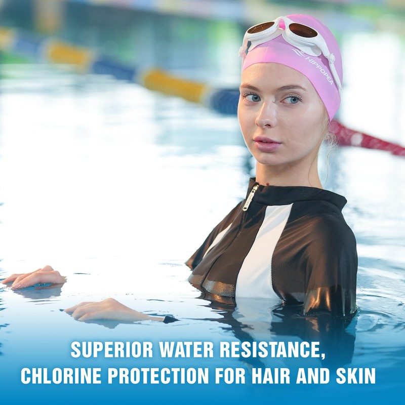 HIPPOPEA Large Swim Cap for Long Hair Women, Dreadlocks, Weaves,