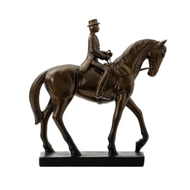 Lukitas Equestrian Statue, Vintage Elegant Gentleman on Horse Sculpture Home Décor, Light Luxury Art Ornament for Entryway Study Living Room, Bronze Color, Resin, 11.5''
