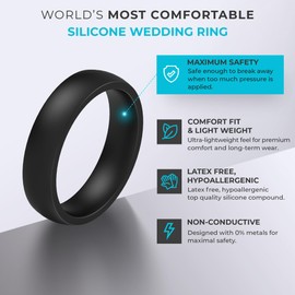 ThunderFit Silicone Rings for Him and Her, Rubber Engagement Bands Unisex, 2.1mm Thick Minimalist Rubber Engagement Rings, Standard