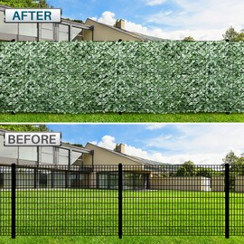 Coarbor 1 Pack 4'X8' Artificial Faux Ivy Leaf Privacy Fence Screen with Mesh Backing Artificial Leaves Hedge Decoration Panels for Backyard Deck Patio Garden