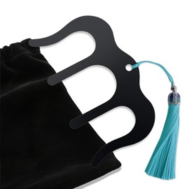 KULOLO Metal Music Book Clip Set - Black Stainless Steel Music Stand Accessory,Hands Free Book Page Holder for Piano,Keyboard,Cookbooks,Book,with Velvet Carrying Bag (Black)