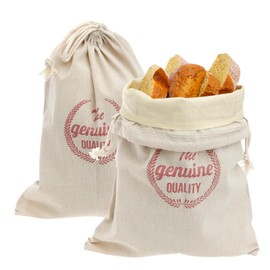 FwQoFvk 2 Pcs Bread Bag with Beeswax Lining, Reusable Cotton Sourdough Bag, Portable Bread Sack, Drawstring Bread Keeper for Home Picnic Traveling Daily Use 30x40 cm